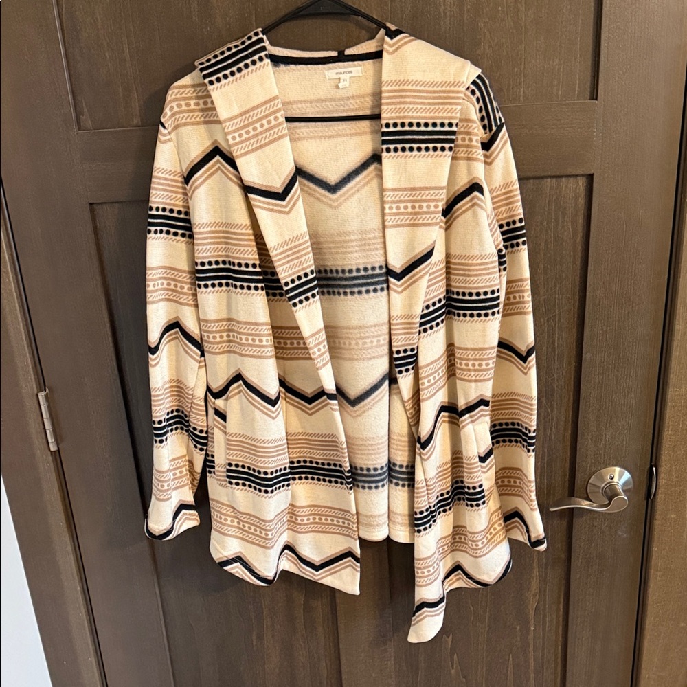 Maurices Tan and Black Patterned Cardigan